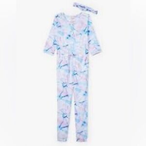Pastel Tie-Dye Pajama Set with Headband